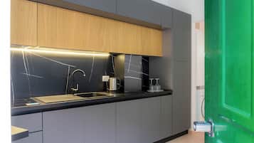 Apartment | Private kitchen | Full-size fridge, microwave, oven, stovetop