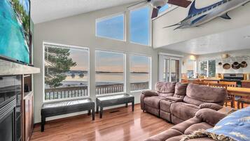 TV connectée, cheminée, jeux vidéo, lecteur de DVD