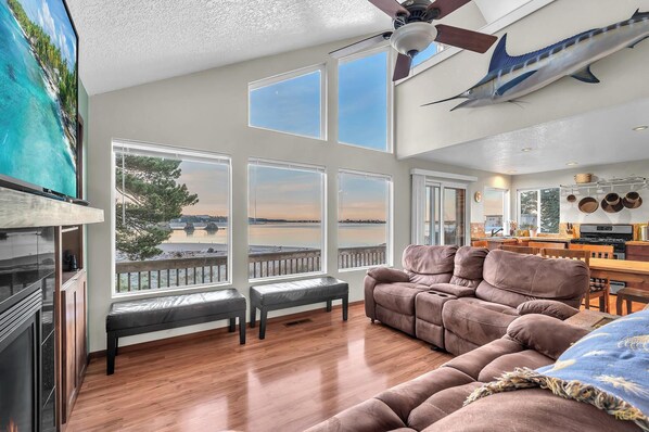 Smart TV, fireplace, video games, DVD player - The Bay House | Siletz Bay Nearby | Fireplace (Lincoln City)