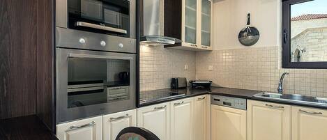 Fridge, microwave, oven, dishwasher