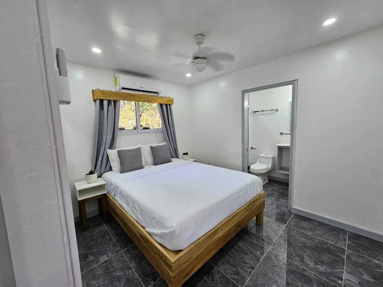 Premium bedding, Select Comfort beds, desk, laptop workspace