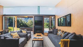 TV, fireplace