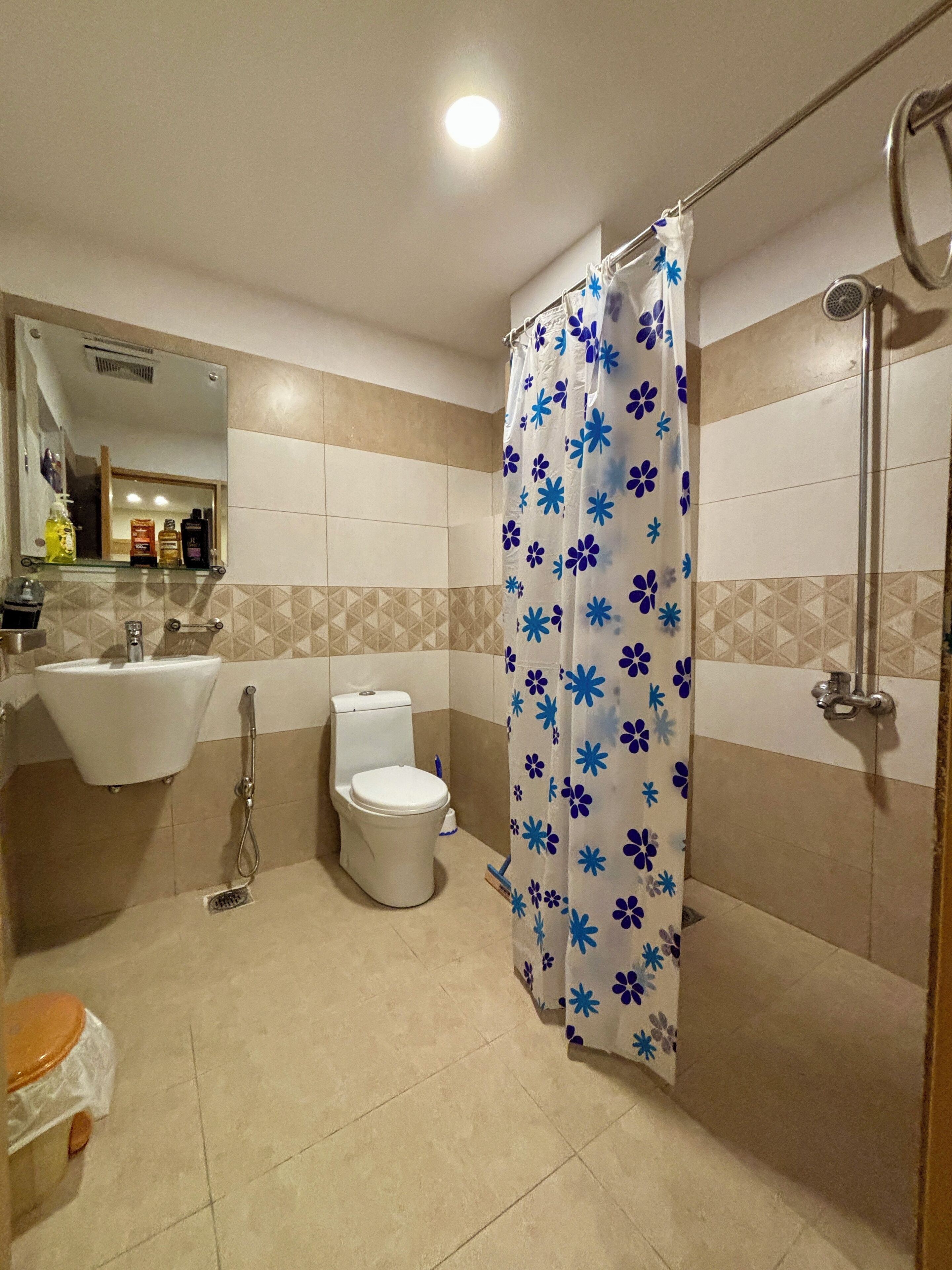Bidet, toallas, jabón, shampoo 