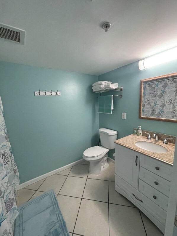 Serviettes fournies, savon, papier toilette