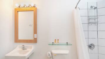 Shower, towels, soap, shampoo