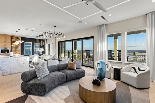 Smart TV, fireplace, video games, table tennis - Modern Beachfront Retreat in Crystal Beach – Pool, Elevator & Sleeps 20 (Bolivar Peninsula)