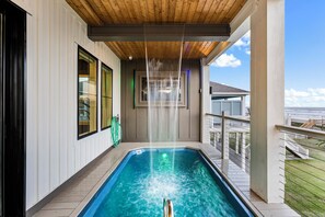 Outdoor pool, a heated pool - Modern Beachfront Retreat in Crystal Beach – Pool, Elevator & Sleeps 20 (Bolivar Peninsula)