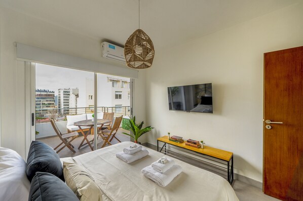 Leilighet | 1 soverom, blendingsgardiner, strykejern/-brett og wi-fi (inkludert)