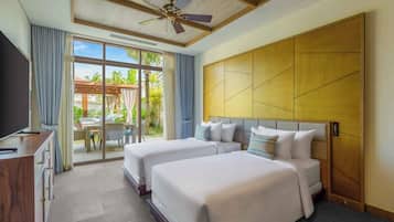 2 bedrooms, individually decorated, individually furnished, bed sheets