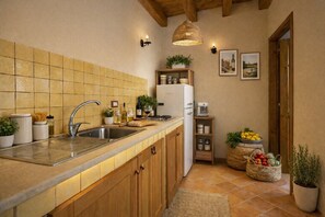 Fridge, oven, stovetop, toaster