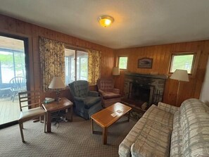 Fireplace - Shady Rest Cabin #5, Waterfront, Sand Beach, 2BD/2BTH, Playground, Firepit (Rhinelander)