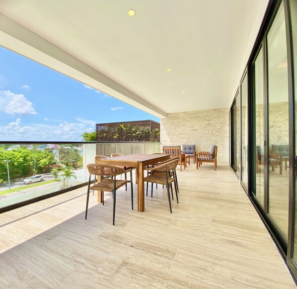 Deluxe Apartment, 3 Bedrooms, Pool View | Terrace/patio - Arkana by Andiani Travel (Cancun)