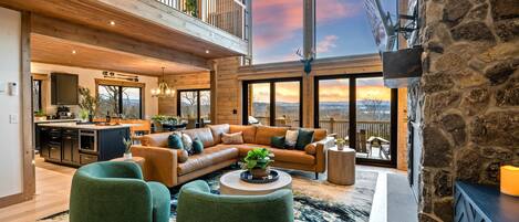 Smart TV, fireplace, video games, foosball