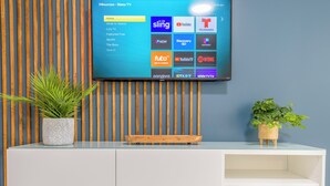 A flat-screen TV mounted on a wall displaying a Roku TV interface with various streaming services. - 4 Guest, 5 minutes from all the attractions in Miami,Airport, Downtown, Wynwood (Miami)
