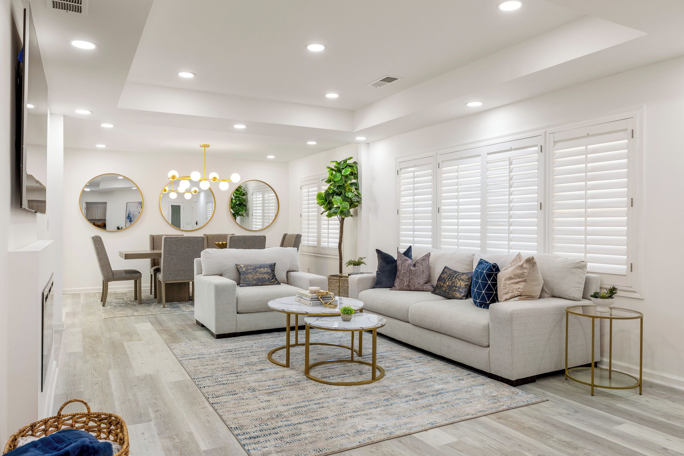 Smart TV, chimenea, libros y monitor de computadora 