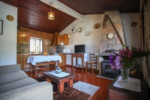 TV, fireplace - Holiday Home 'Casa Da Calçada - Turismo Sortelha' with Private Terrace, Wi-Fi and Air Conditioning (Unknown)