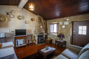 Televisión y chimenea 