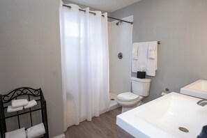 Ducha, secador de pelo y toallas