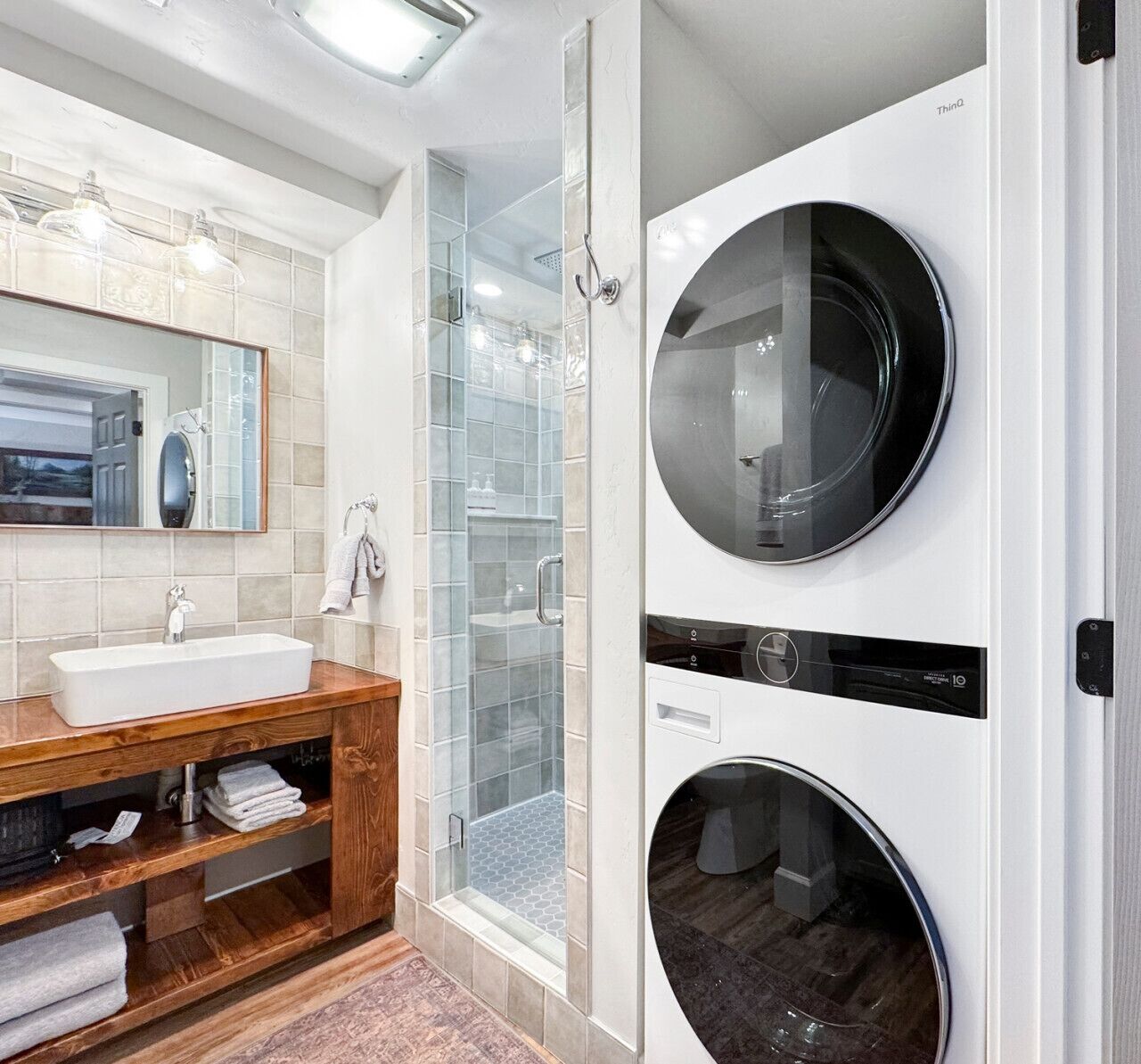 Hair dryer, towels
