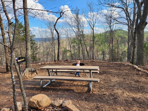 Serene primitive tent campsite in rural Anniston, AL