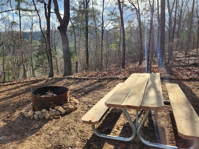 Serene primitive tent campsite in rural Anniston, AL