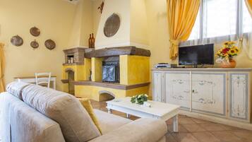 Fernseher, Kamin, DVD-Player