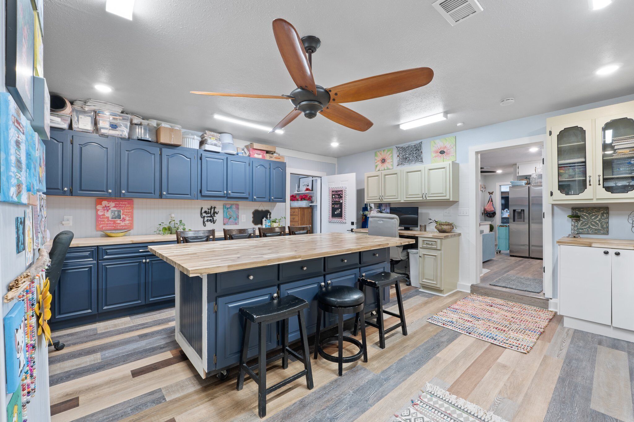 Fridge, microwave, coffee/tea maker, paper towels