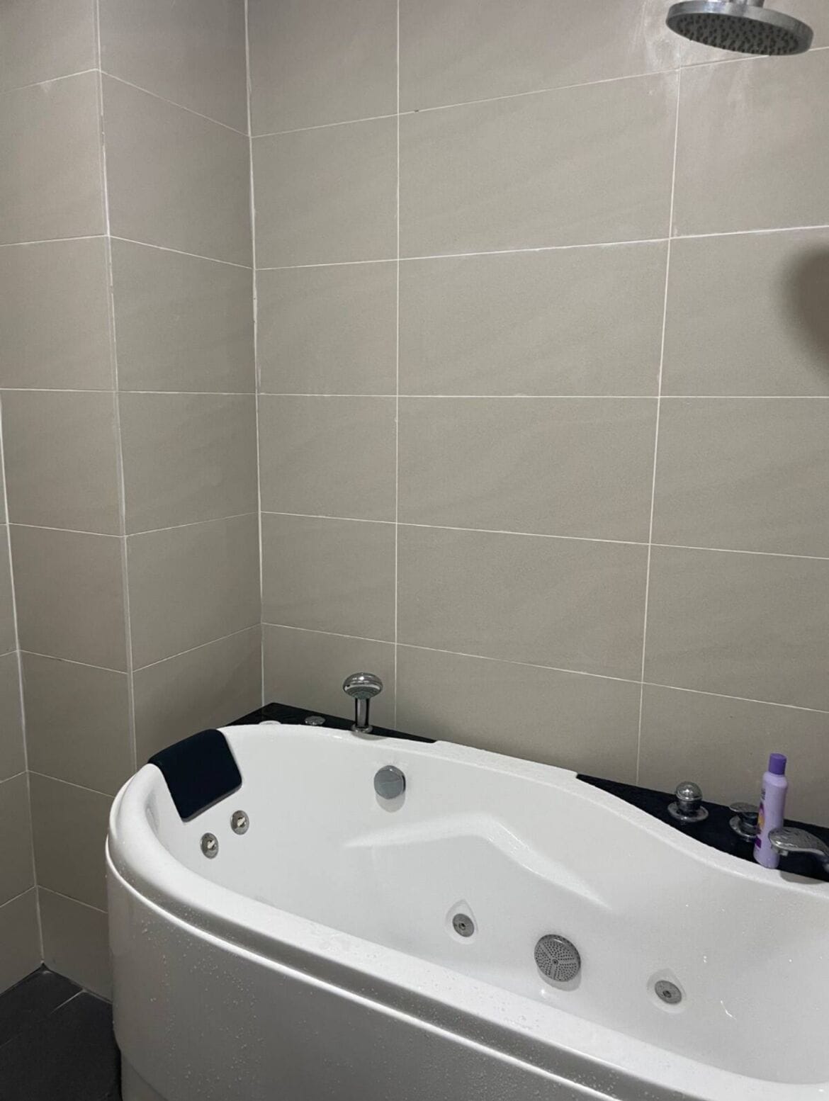 Hair dryer, bidet, towels, soap