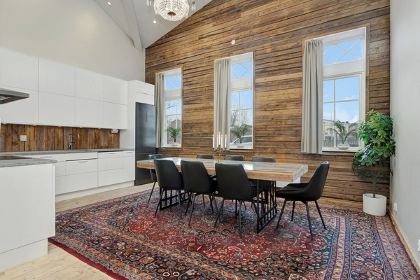 Luxury Apartment | Private kitchen | Full-size fridge, microwave, oven, stovetop