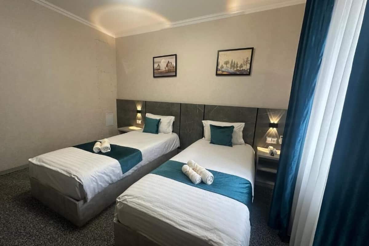 华丽双床房, 庭院景观 | 办公桌、笔记本电脑工作区、遮光窗帘、熨斗/熨板