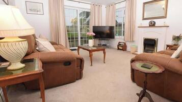 TV, fireplace, offices