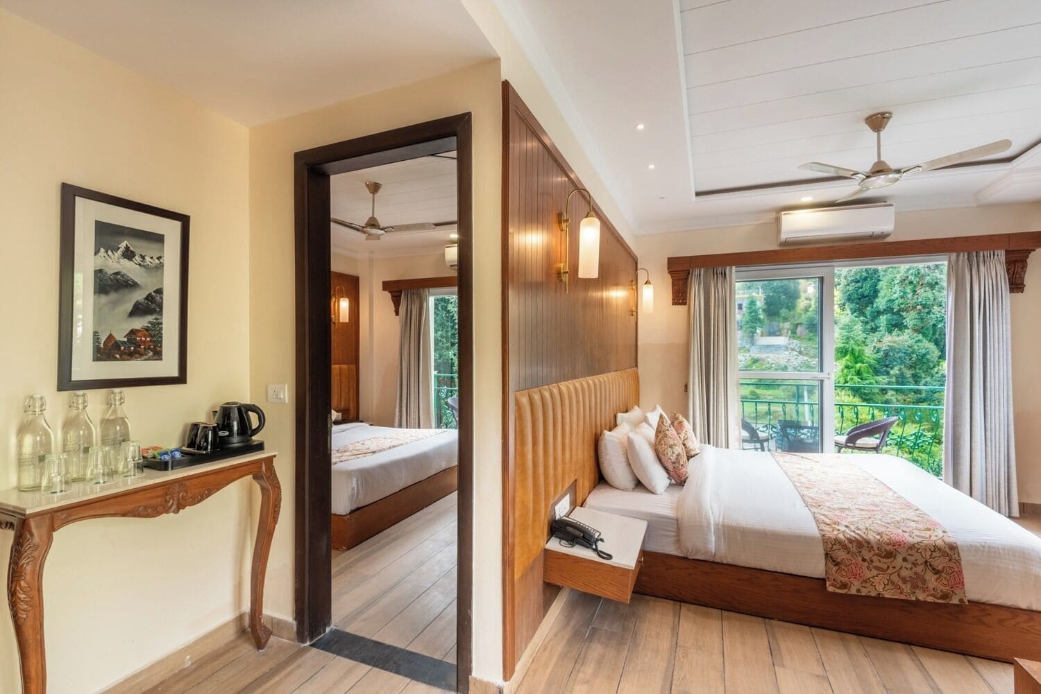 Family Quadruple Room, Balcony, Mountain View | Premium bedding, in-room safe, desk, iron/ironing board