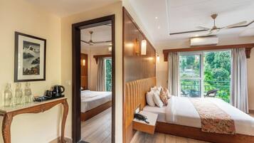 Family Quadruple Room, Balcony, Mountain View | Premium bedding, in-room safe, desk, iron/ironing board