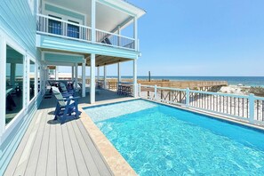 A heated pool - NEW Aqua Vista by GSVR | Beachfront Home w/ Pool, Theater & Game Room + Free Activities/Golf (Gulf Shores)