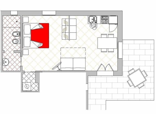 Floor plan - Studio apartment "Zone" (Lombardia)