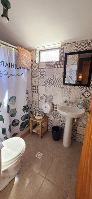 Classic Apartment, Patio | Bathroom | Hair dryer, towels, soap, shampoo - Hostel del Lago (El Chalten)