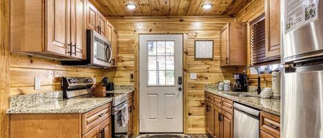 Fridge, microwave, dishwasher, coffee/tea maker