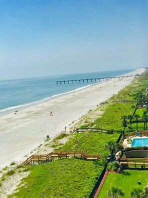 On the beach, sun-loungers, beach towels