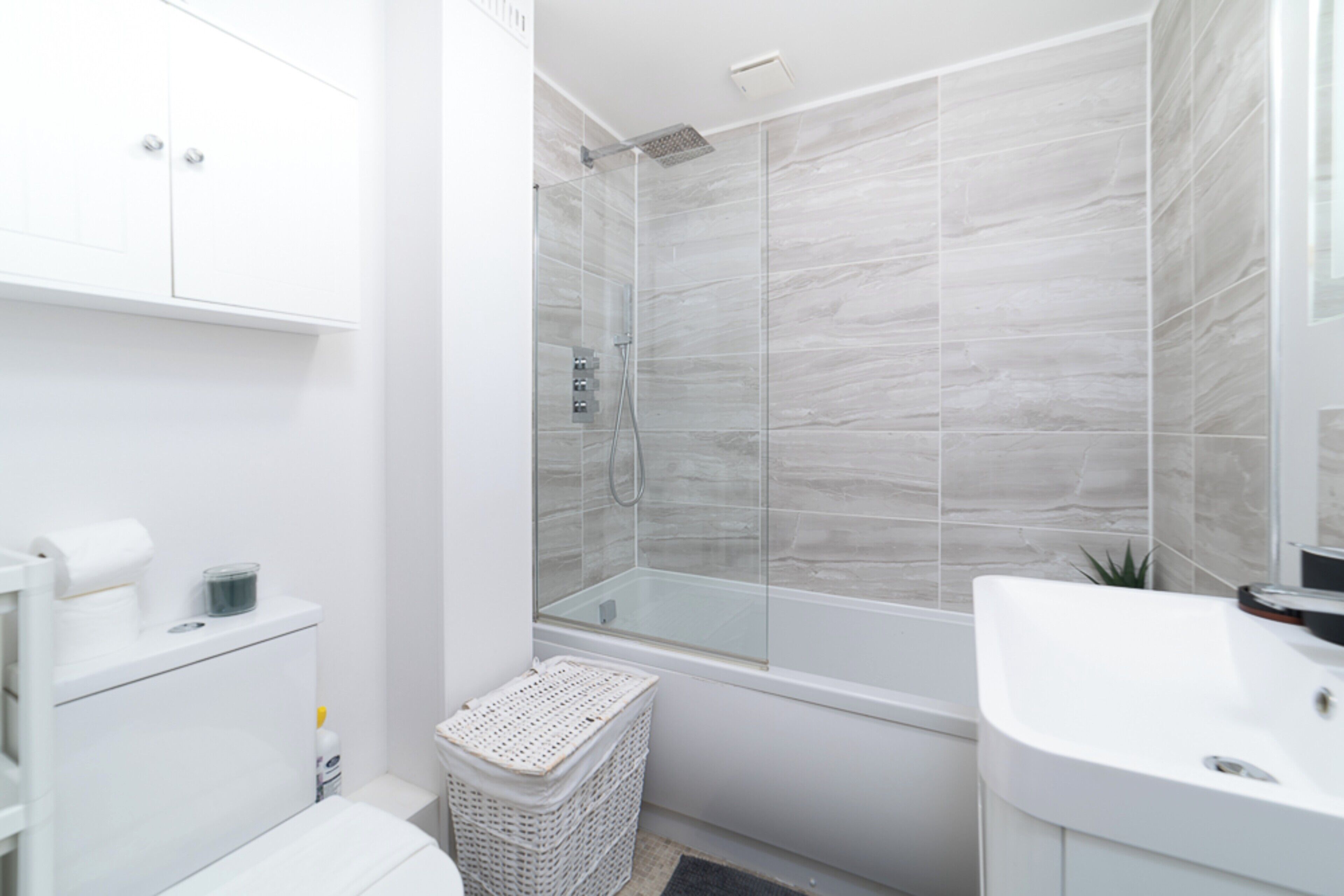 Secador de pelo, toallas y papel higiénico