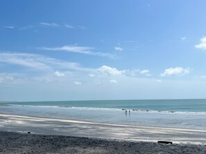 Plage à proximité, chaises longues, serviettes de plage