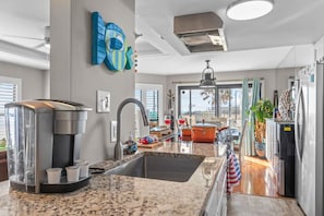 Fridge, microwave, oven, stovetop - Summerwinds Oceanfront Condo | Pools & Beach (Indian Beach)