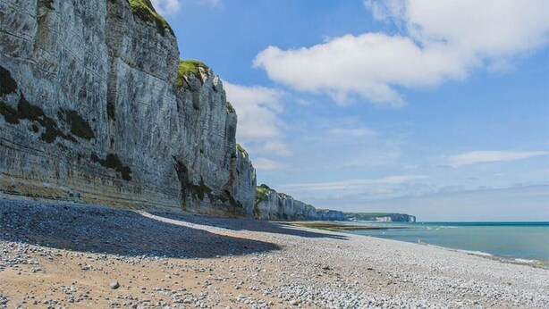A coastal beach with white cliffs and a pebbly shore. - Gîtes de France® - Le Côtier (FECAMP)