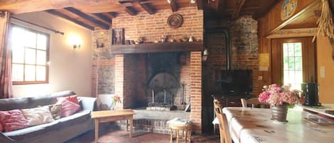 Televisión y chimenea