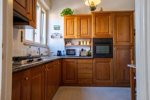 Fridge, dishwasher, cookware/dishes/utensils