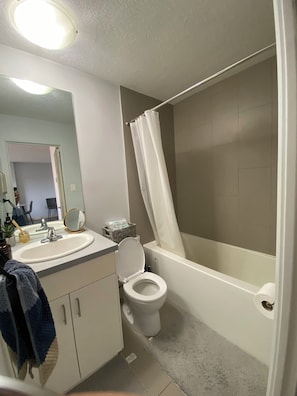 ヘアドライヤー、タオル、石鹸、トイレットペーパー