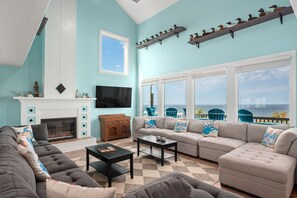 Smart TV, fireplace, video games, foosball