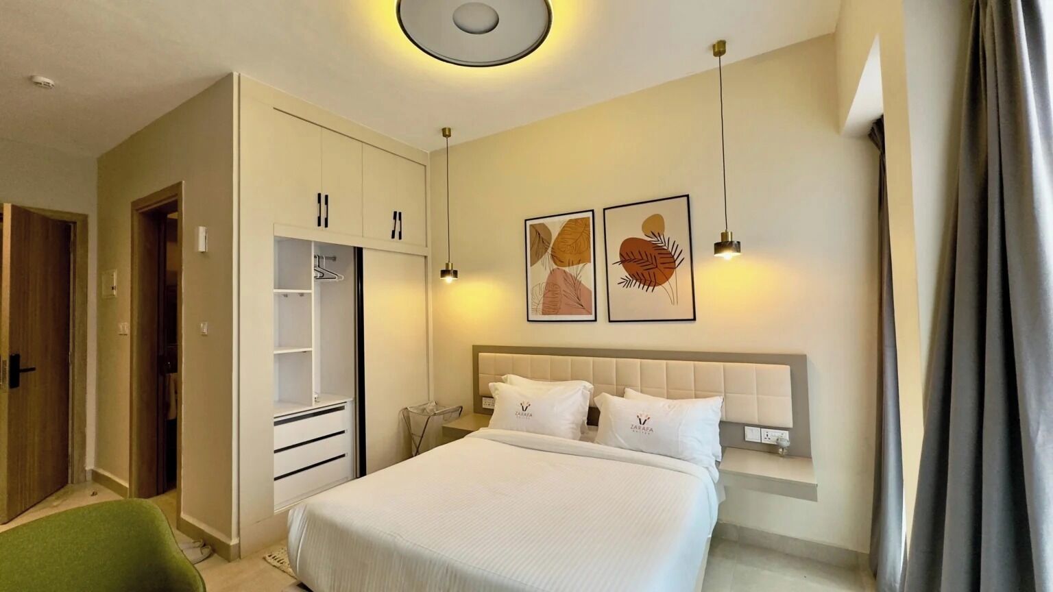 Blackout drapes, iron/ironing board, free WiFi