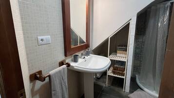 Hair dryer, bidet, towels, soap