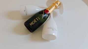 Douche, sèche-cheveux, bidet, serviettes fournies