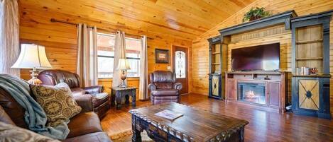 TV, fireplace, offices